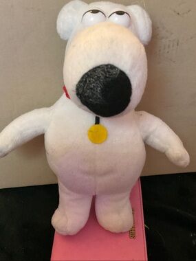 White Plush Dog Stuffed Animal with Yellow Tag - Brand Unknown